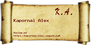 Kapornai Alex névjegykártya