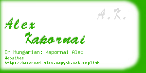 alex kapornai business card